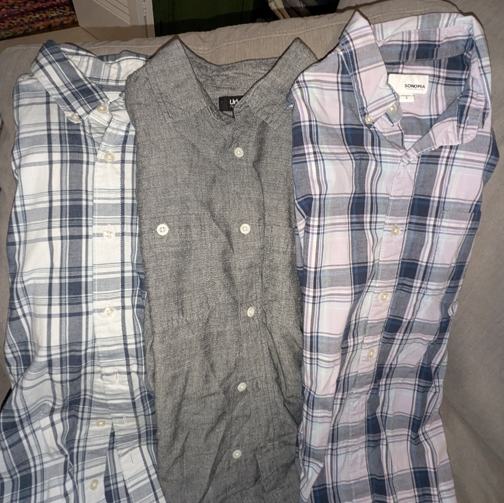 Men's Plaid and Solid Shirts - Assorted Colors